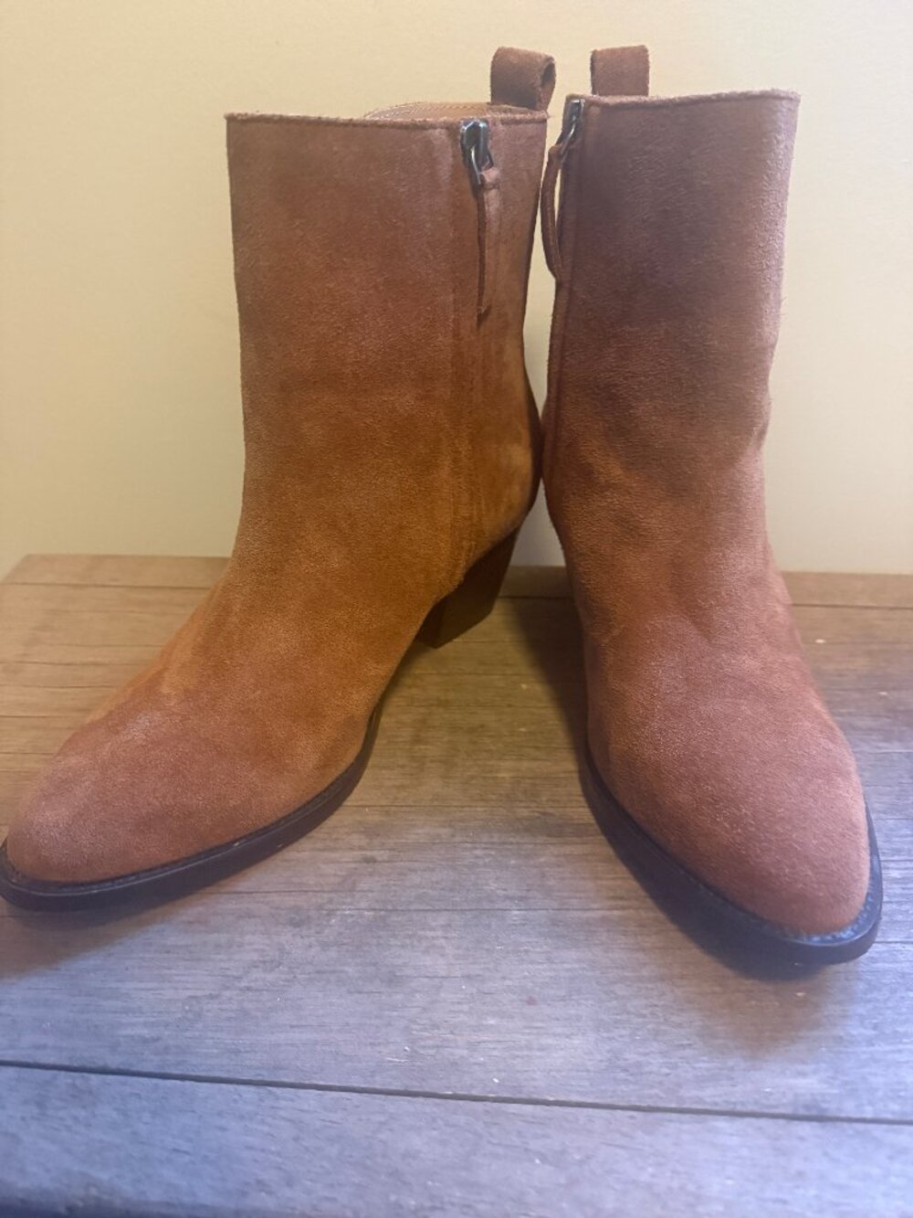 Banana Republic SUEDE Casual Zip Ankle Boot Spaniel Brown Womens 8 EXC Block H